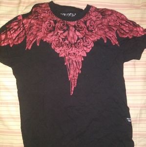 Black shirt with red roses